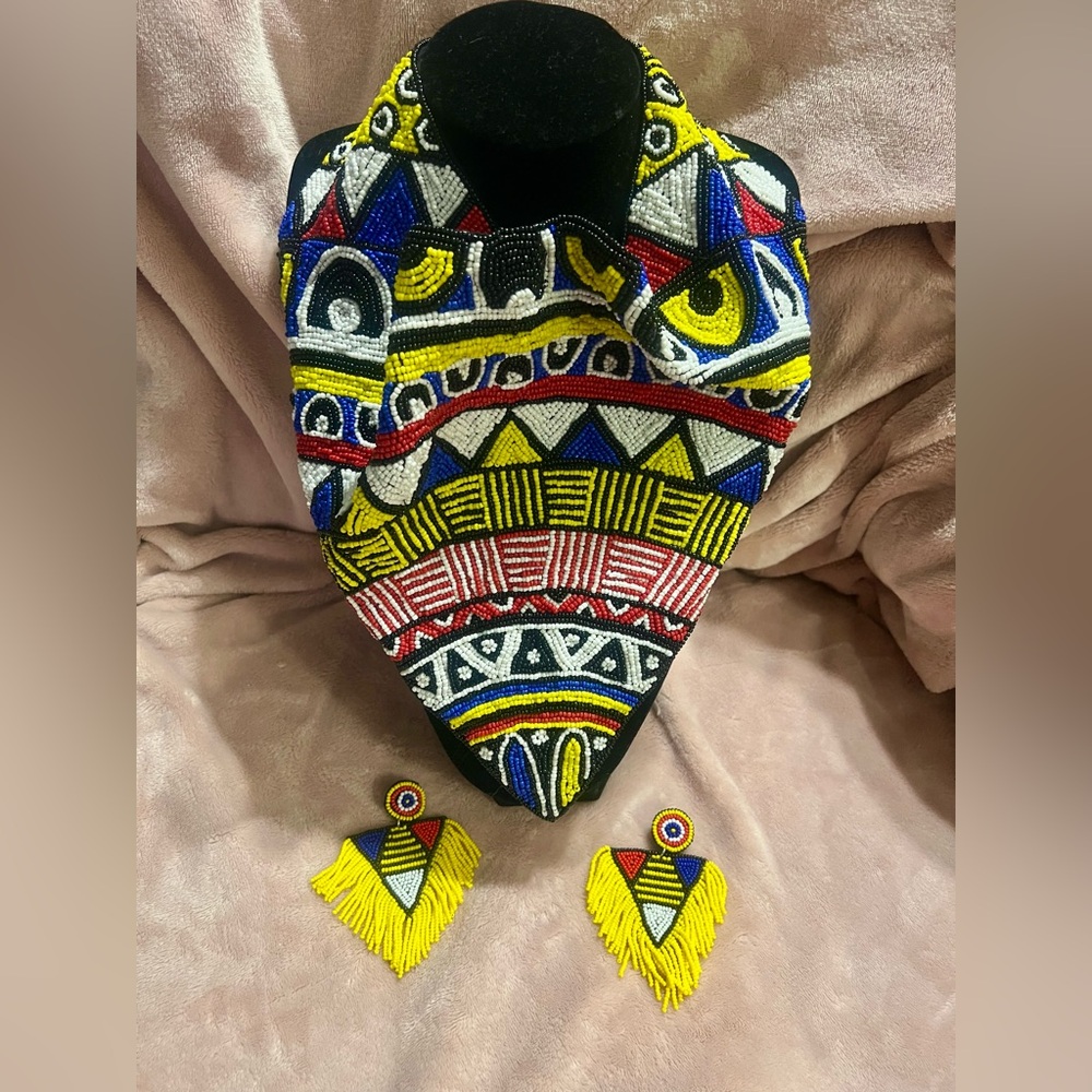 Sassy Jones Vintage Sherri Set (Beaded Bib and Matching Dangles)